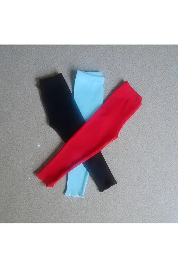 Детские леггинсы для девочек трикотажные комплект 3 шт Fun Kids Colthinig, Red-Black-Sky Blue