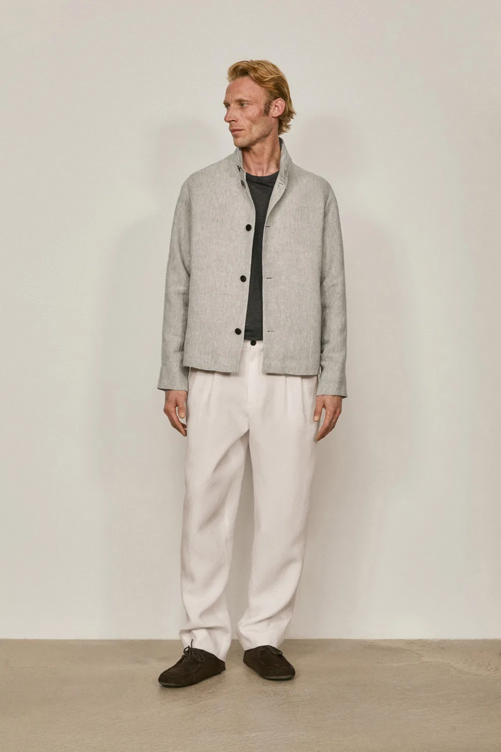 Льняная куртка-бомбер Total Look - лимитированная серия Massimo Dutti, серый