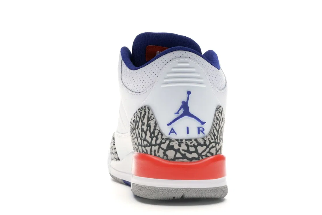 Детские кроссовки с принтом слоновой кости Jordan 3 Retro Jordan, White/Old Royal-University Orange-Tech Grey — фото 4