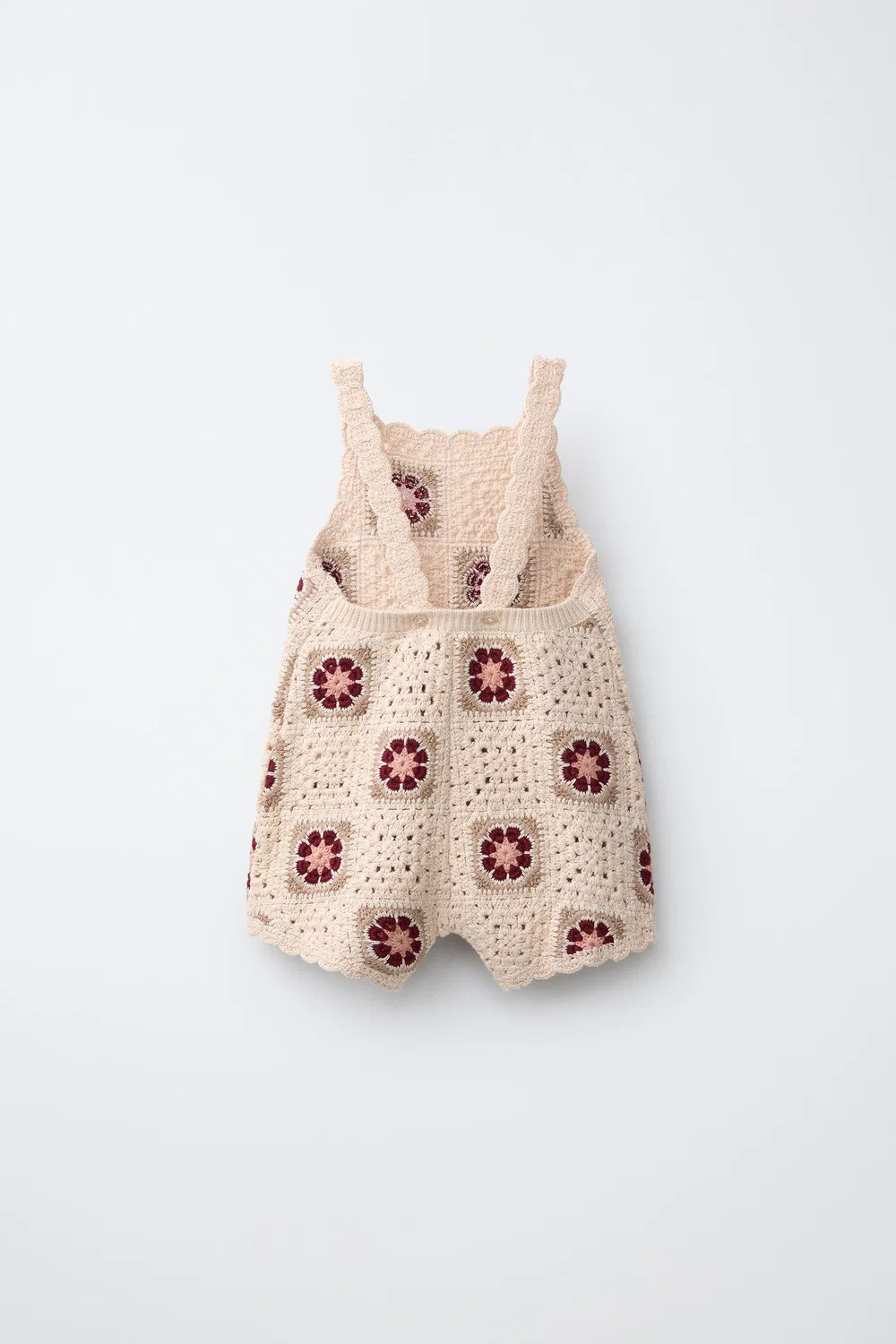 Вязаный комбинезон с цветочным узором, выполненным крючком ZARA, Light Beige — фото 2