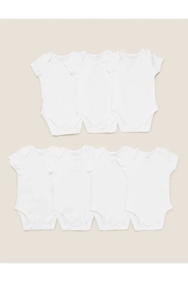 Детское боди-комбинезон хлопковый 7 предметов Marks & Spencer, White