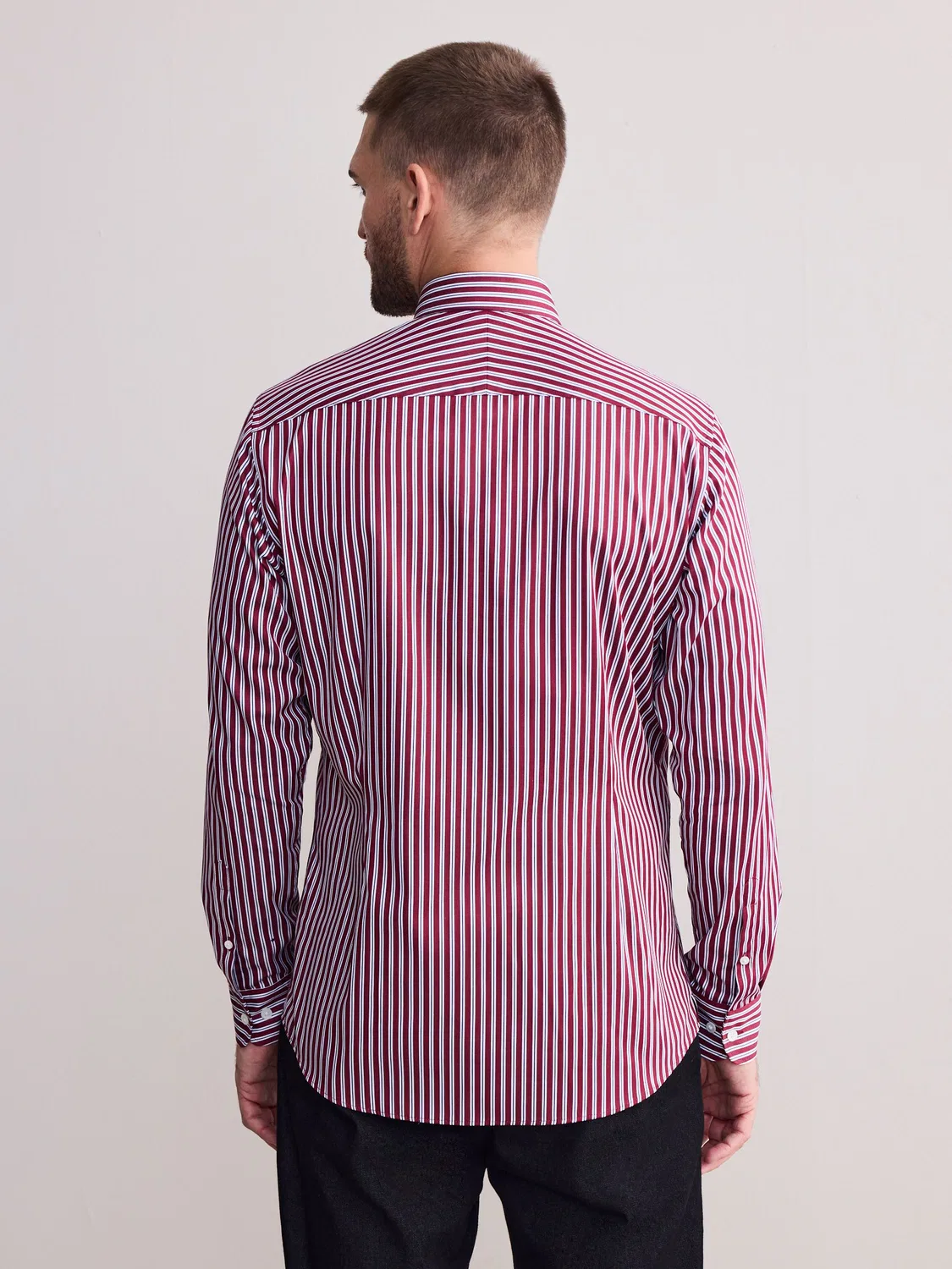 Рубашка с узором в полоску, Slim Fit Next, бордово-красная — фото 3