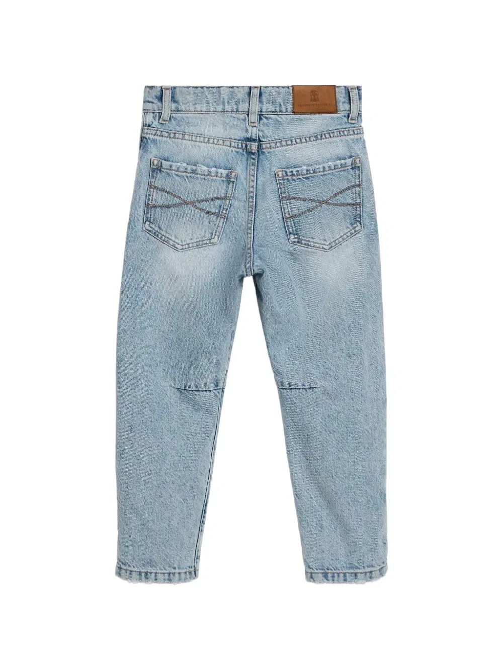 Поношенные джинсы с пятью карманами Brunello Cucinelli Kids, синий — фото 2