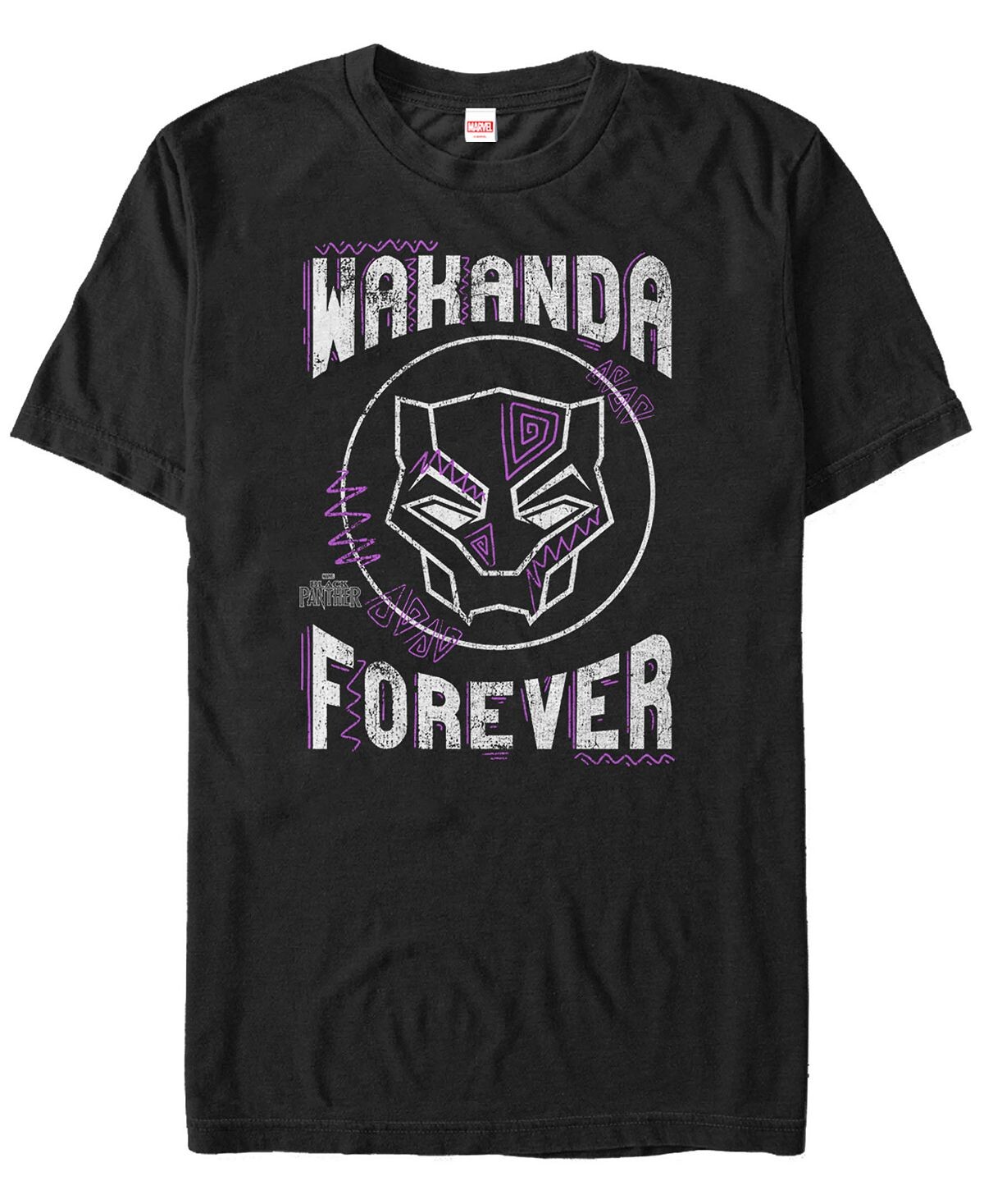 

Мужская футболка с коротким рукавом marvel black panther wakanda forever с геометрической пантерой Fifth Sun, черный