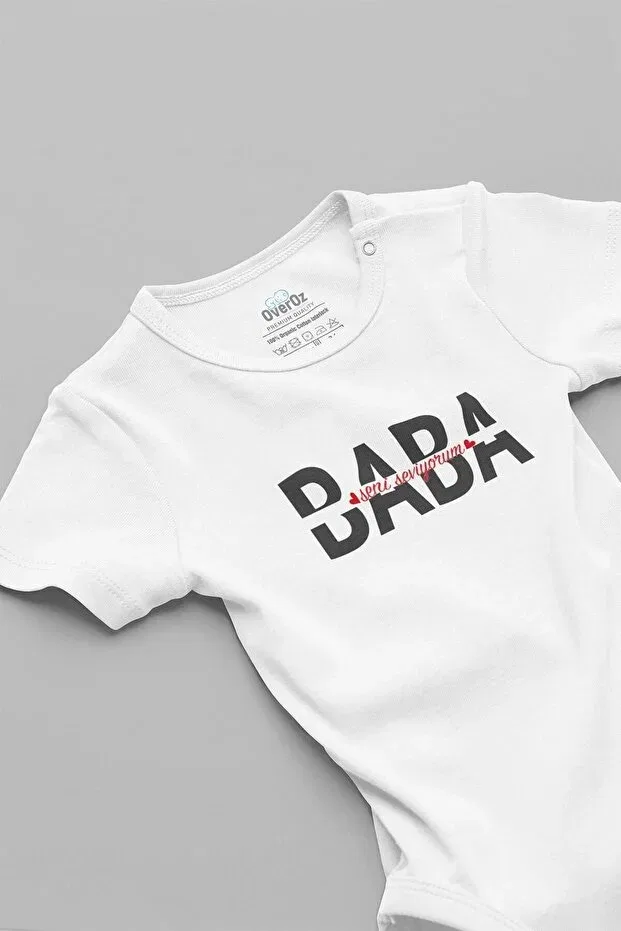 Детское боди с принтом I Love Printed 100% Cotton Baby Bodysuit Overoz, White
