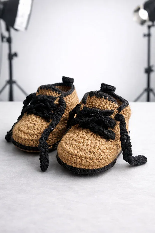 Детские пинетки handmade 100% wool Zk Boutique, Brown