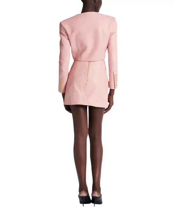 Женская куртка из кожи ягненка Balmain, розовый — фото 3