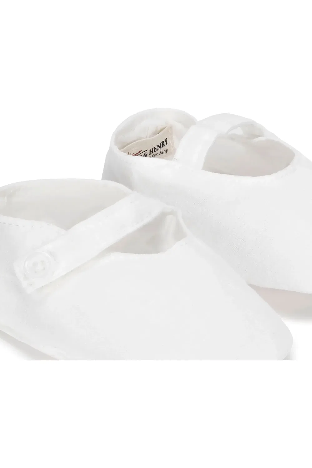 Пинетки детские на липучке из льна и органического хлопка Hope & Henry, Soft White Linen Strap — фото 3