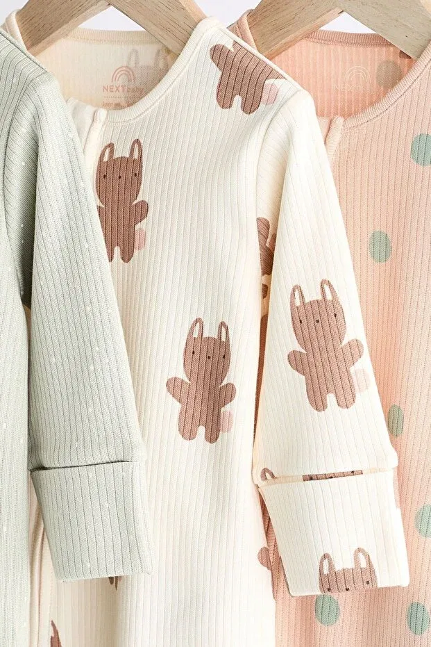 Детский комплект боди-комбинезонов с принтом Next Baby, Sage Green — фото 3