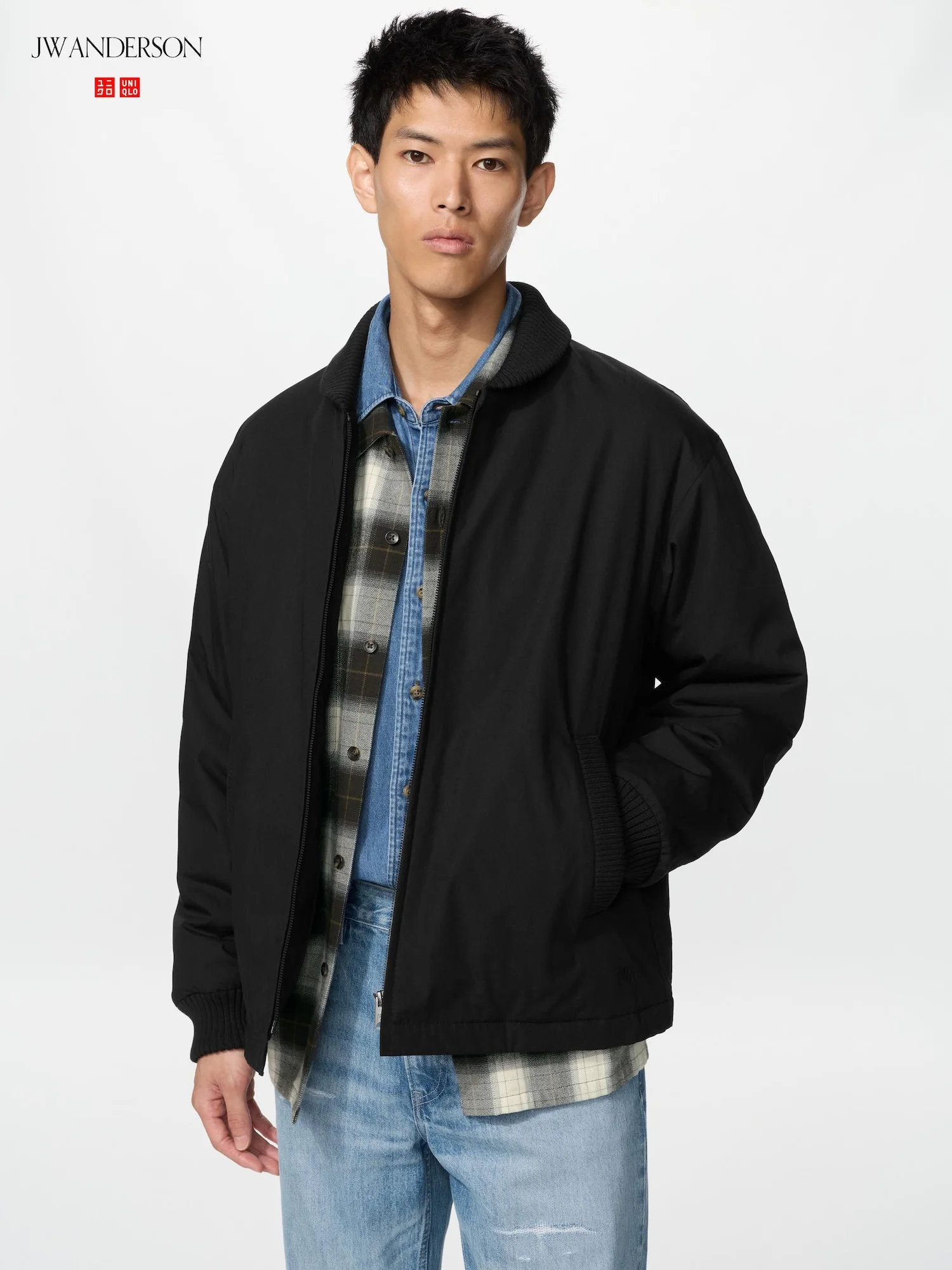 Куртка Uniqlo x JW Anderson с воротником в рубчик, 09 черный