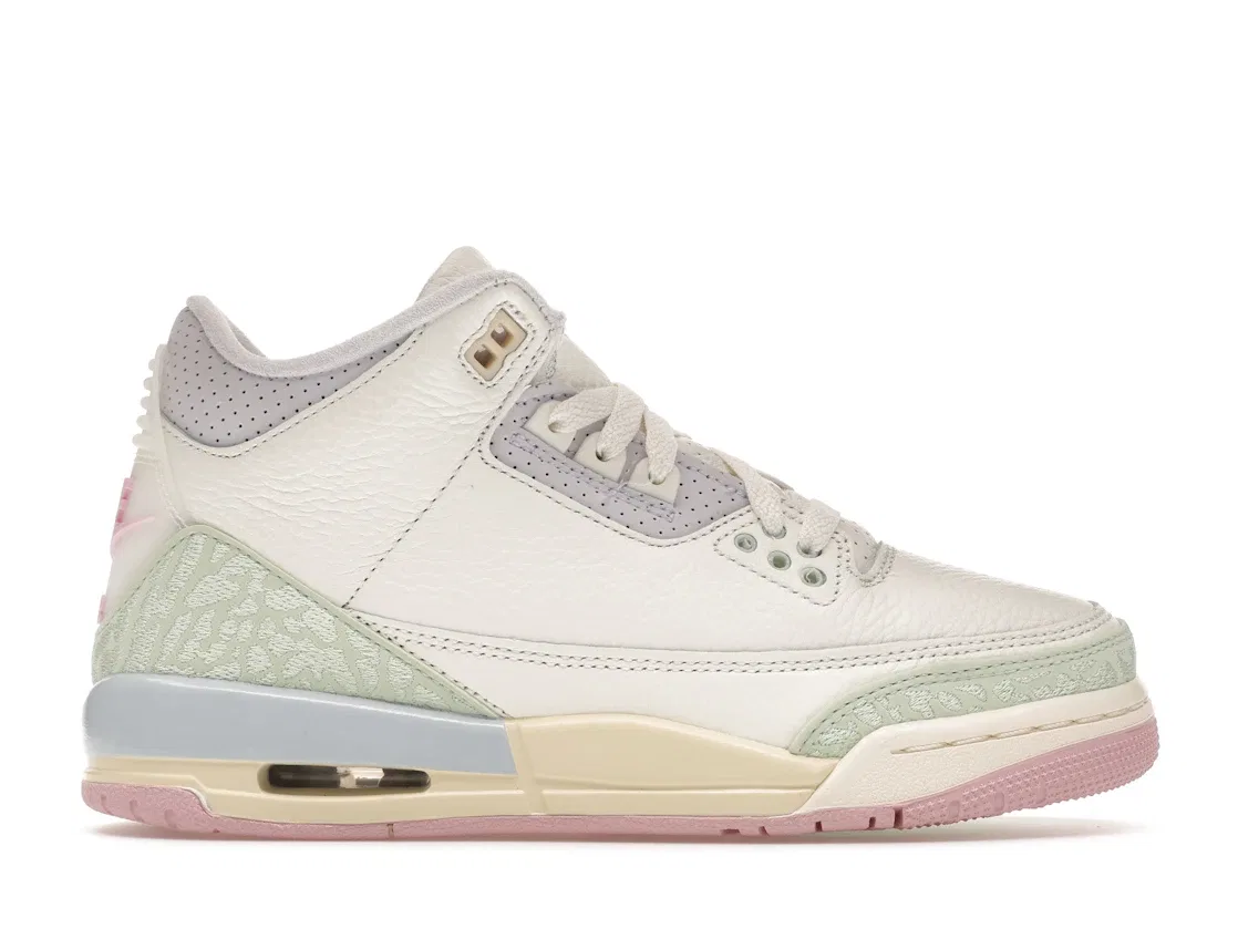 Детские кроссовки Lifestyle с принтом Jordan 3 Retro Jordan, Sail/Jade Aura/Aura/Iced Carmine/Muslin/Iris Whisper