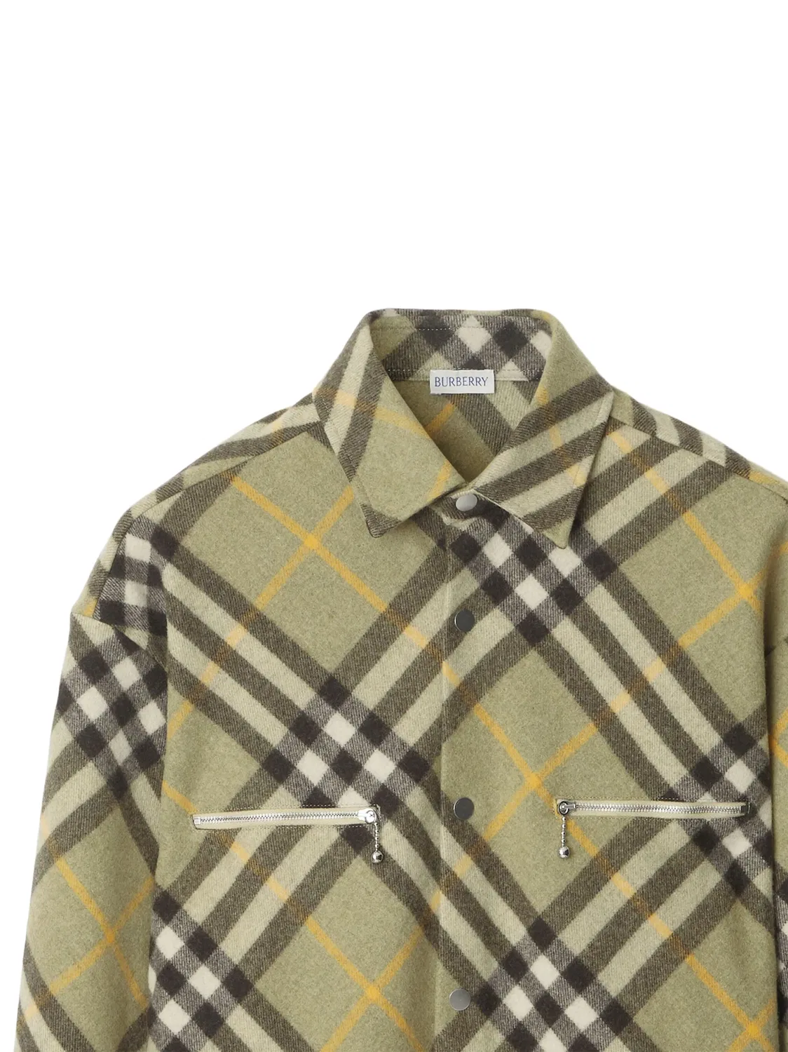Рубашка-куртка из шерстяной смеси с клетчатым узором Burberry, зеленый — фото 2