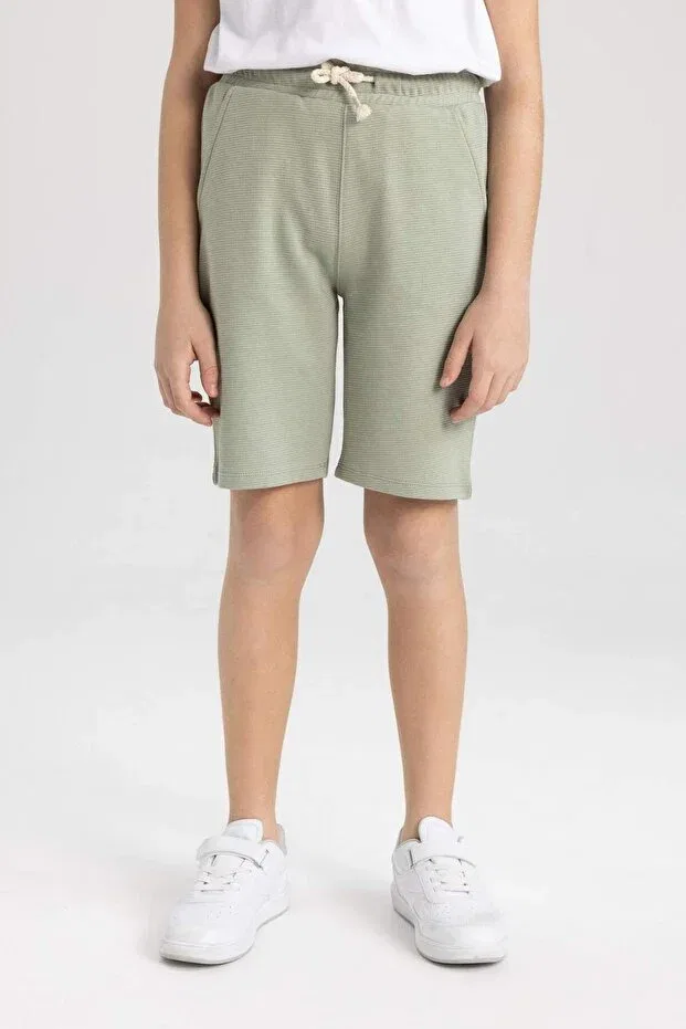 Детские шорты для мальчиков хлопковые Basic plain bermuda shorts Defacto, Green-Gn497