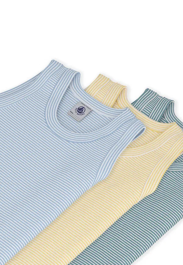 Комплект из 3 маек Petit Bateau, синий/зеленый/желтый — фото 3