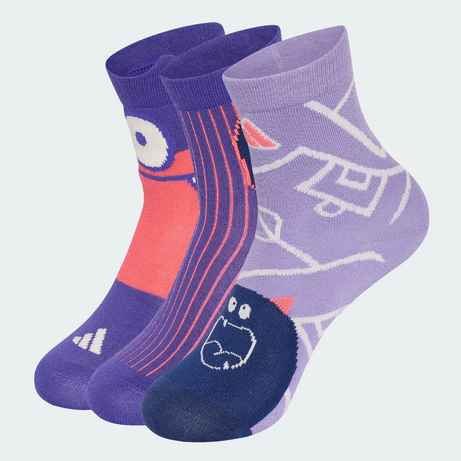 Детские носки с графическим принтом, набор из 3 пар tiro_nster 3pp Adidas Sportswear, фиолетовый/лиловый/фиолетовый