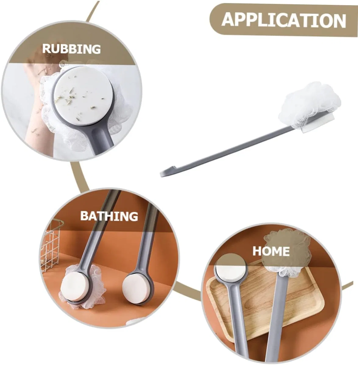 Двусторонняя щетка для тела с длинной ручкой, Minkissy, 2 шт — фото 4