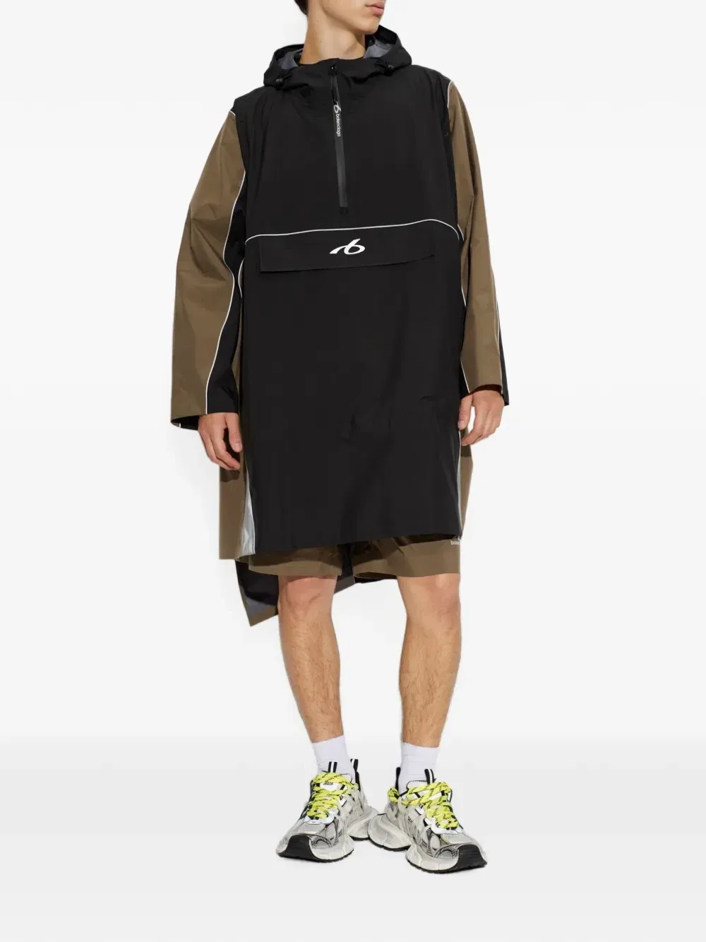 Толстовка с капюшоном, цветными блоками и логотипом Balenciaga, черный — фото 3