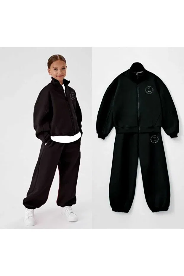 Детский спортивный костюм для девочек с капюшоном Basics Mow, Black