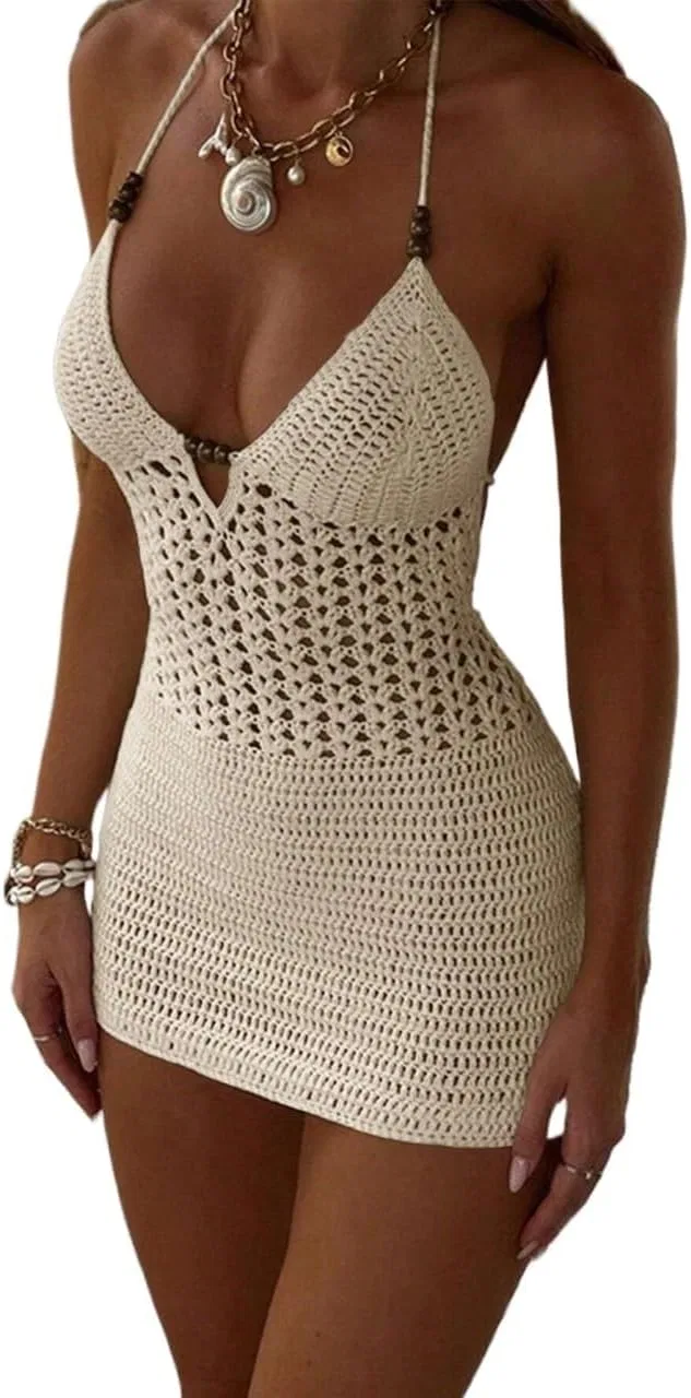 Женское облегающее платье с V-образным вырезом Bodycon Vacation Dress, Apricot