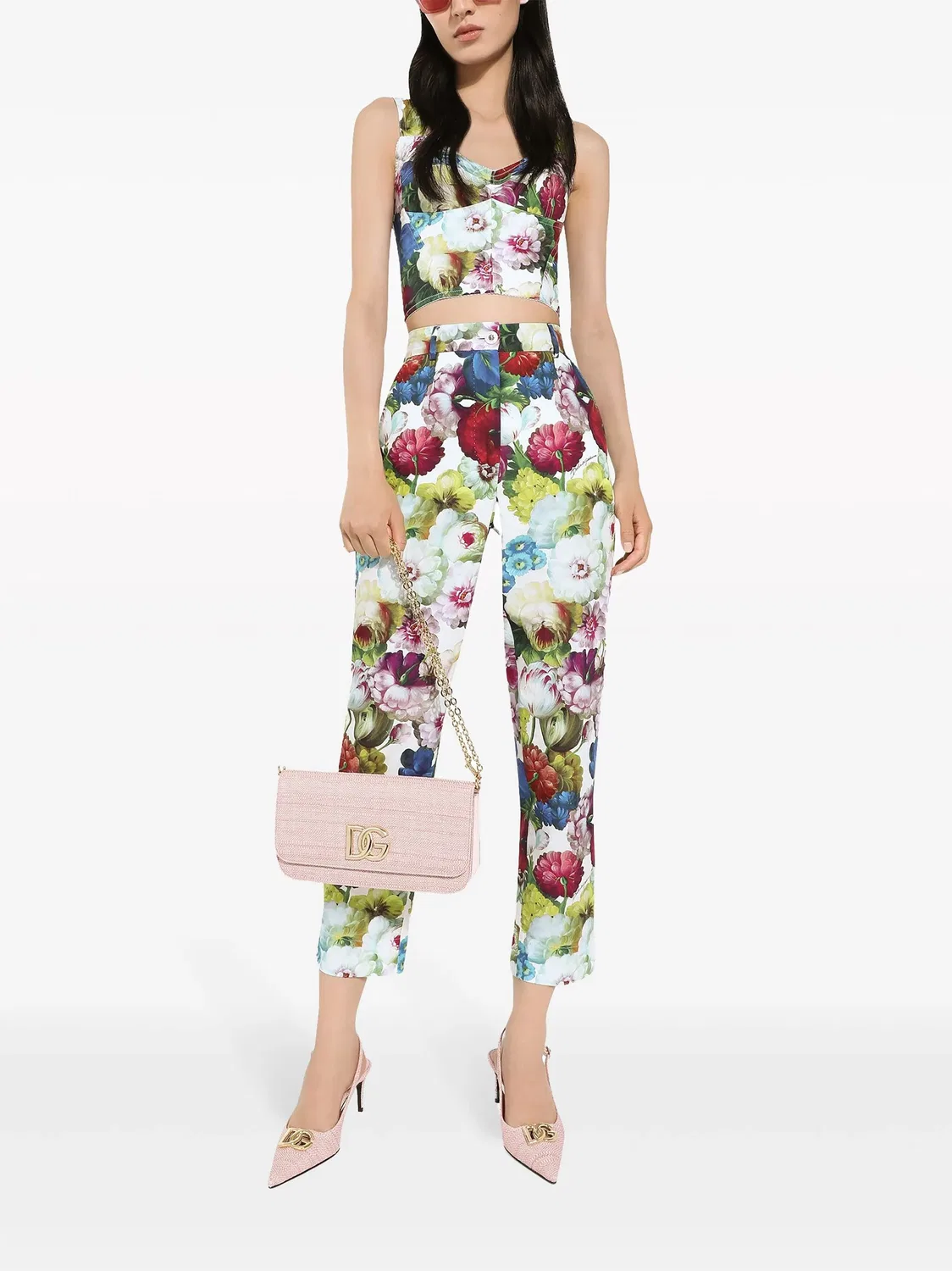 Укороченные брюки с цветочным принтом Dolce & Gabbana, белый — фото 3