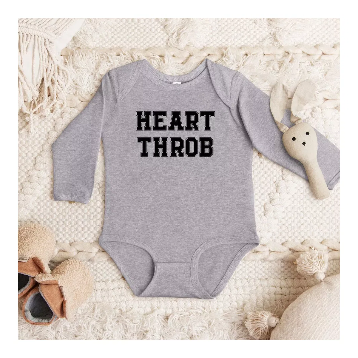 Детский боди с длинным рукавом Heart Throb The Juniper Shop, Heather Grey — фото 2