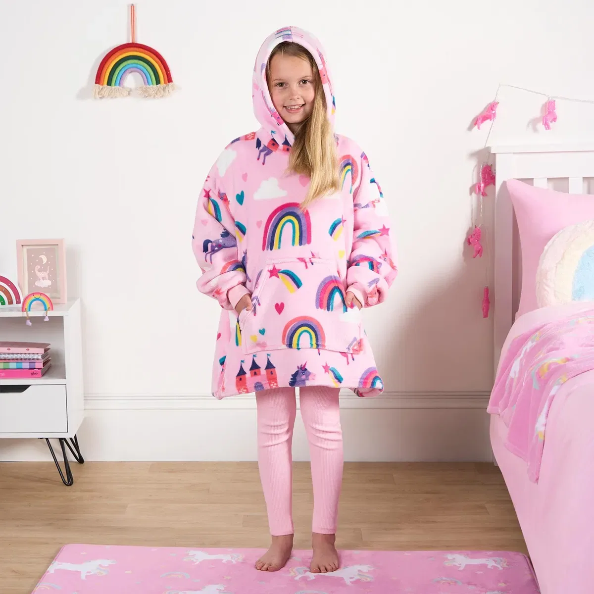 Детский худи оверсайз Rainbow с принтом, Ohs, Pink — фото 2
