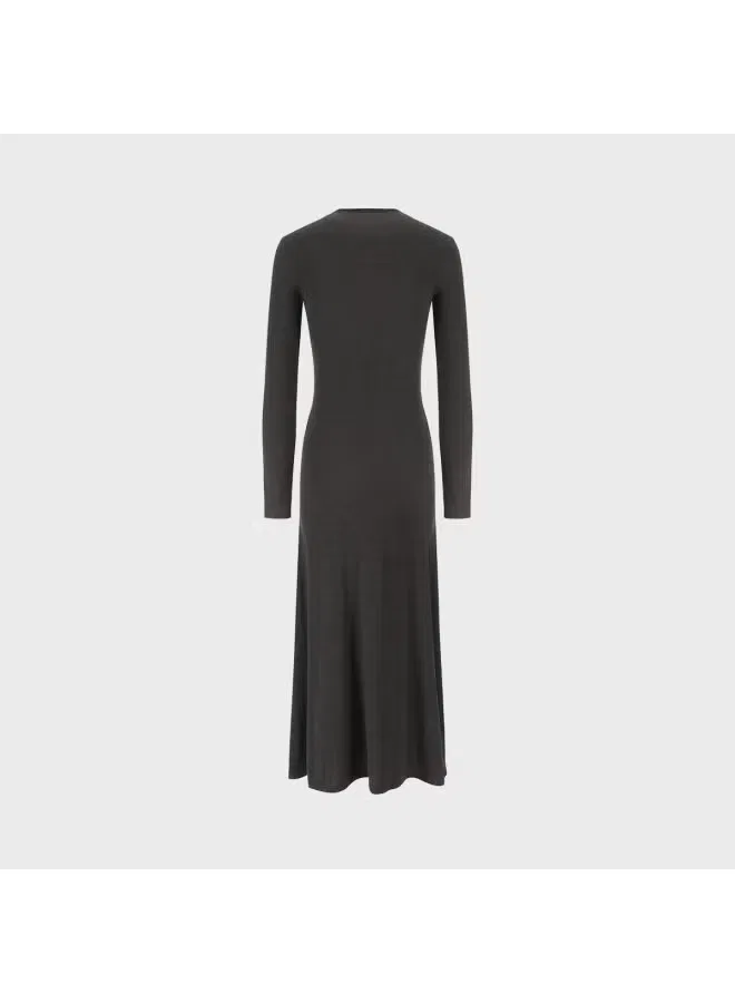 Платье-футболка свободного кроя с полузакрытым воротом Zara, серо-черный — фото 3
