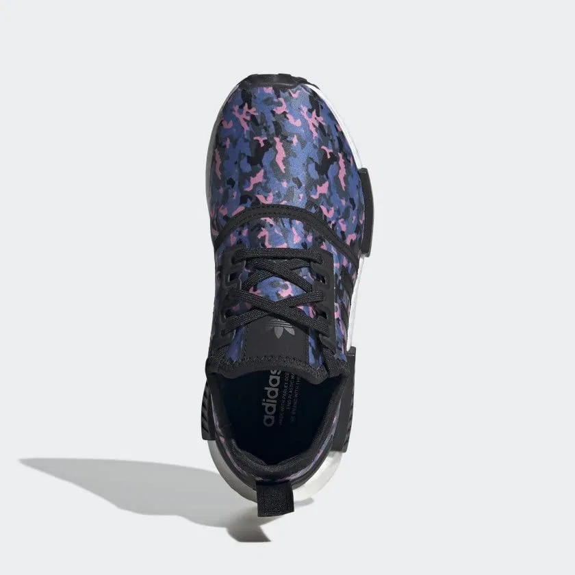 Детские туфли для мальчиков с полосками Nmd R1 Adidas, Black White Black — фото 2