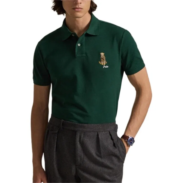 Мужская футболка-поло с вышивкой собаки Polo Ralph Lauren, Green — фото 4