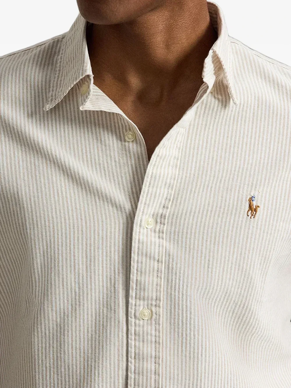 Рубашка в полоску с вышитым логотипом POLO RALPH LAUREN, белый — фото 4