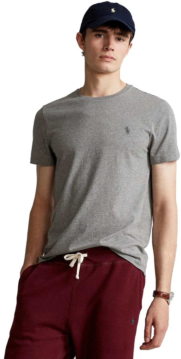Мужской хлопковый лонгслив с V-образным вырезом Polo Ralph Lauren, 2-Grey — фото 2
