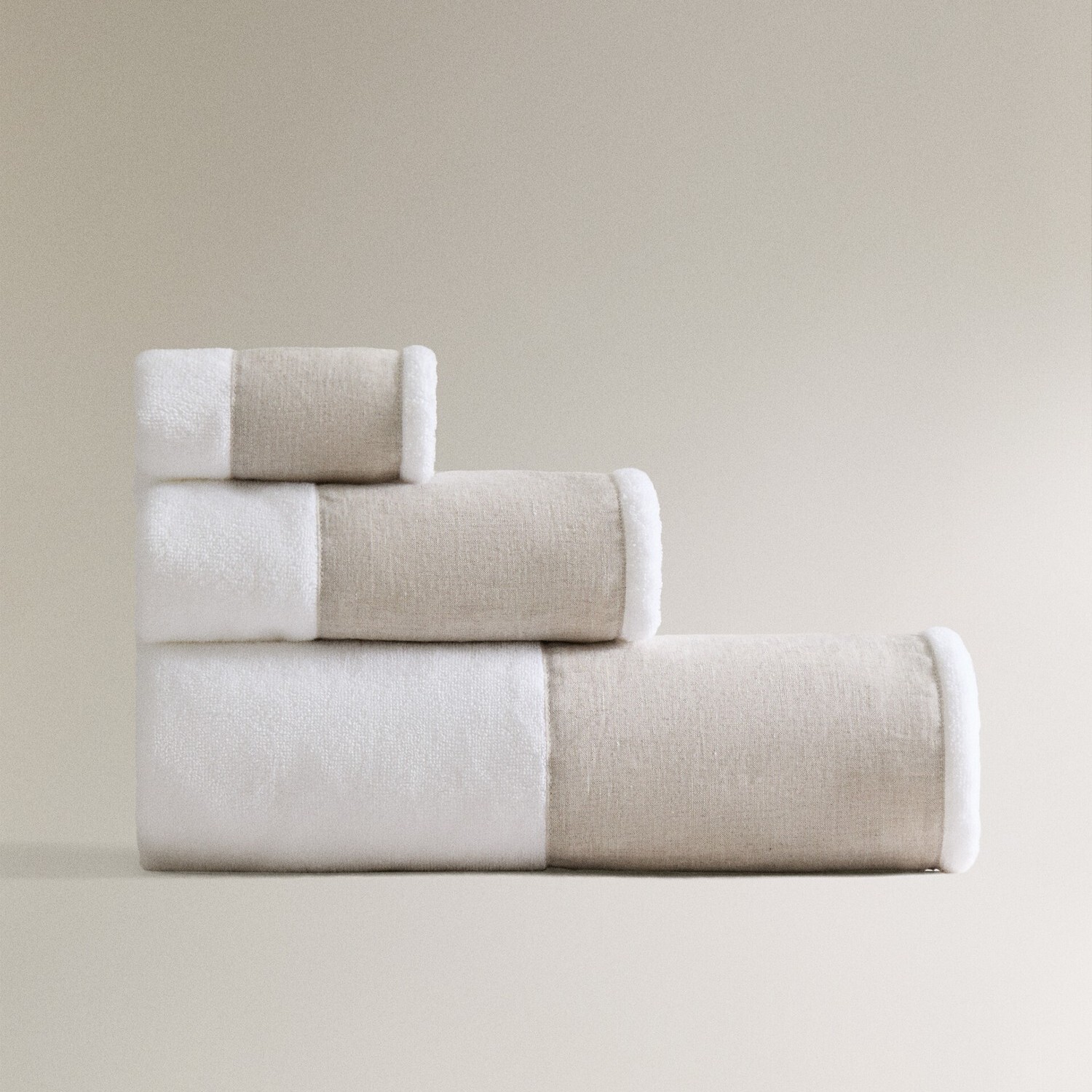 

Полотенце Zara Home Cotton Linen, белый/бежевый