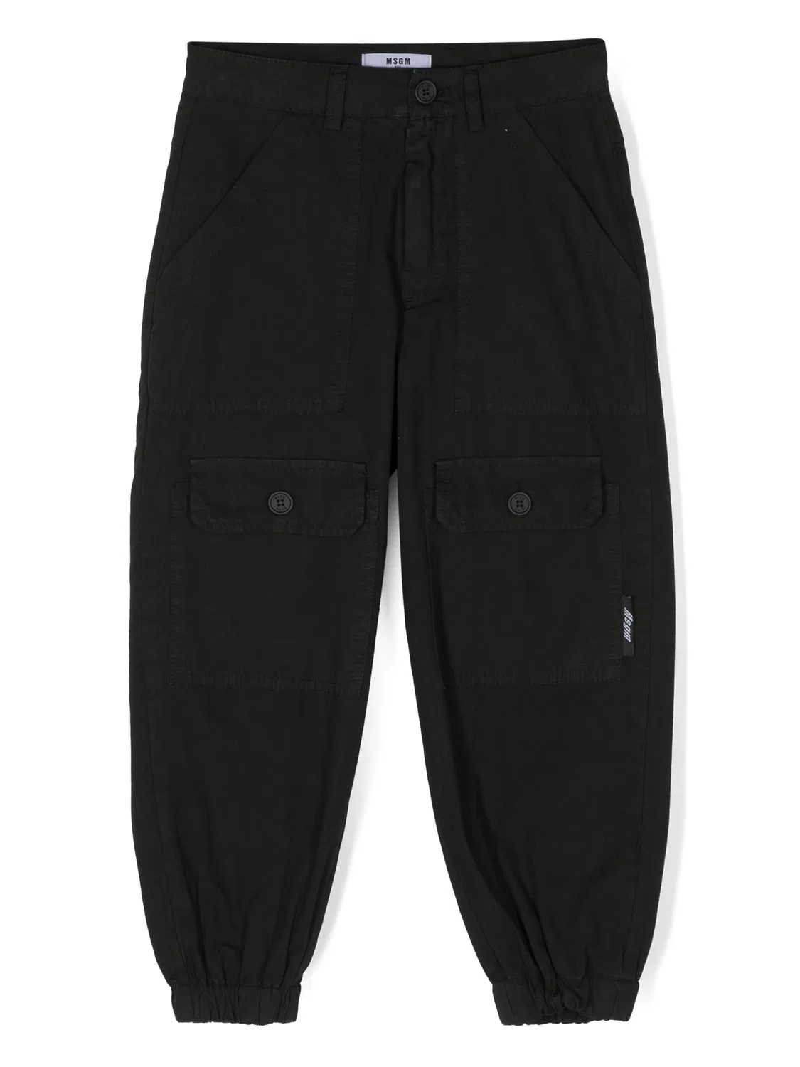 Брюки-карго черные из канваса MSGM, черный