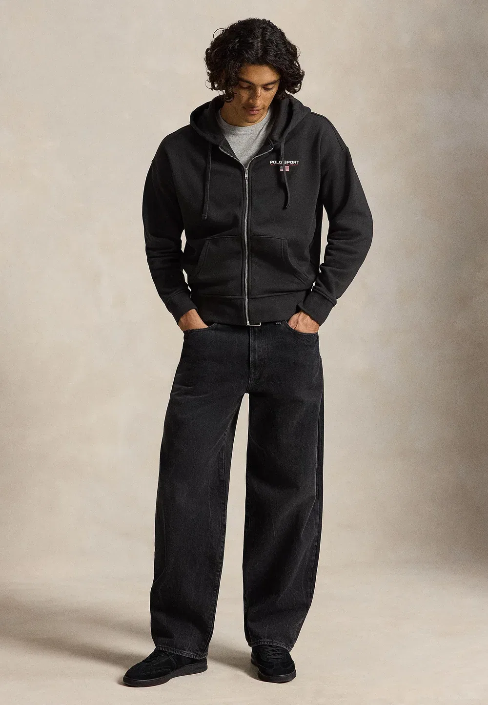 Толстовка-Поло свободного кроя, спортивная, унисекс, на молнии Polo Ralph Lauren, Black Boot — фото 2