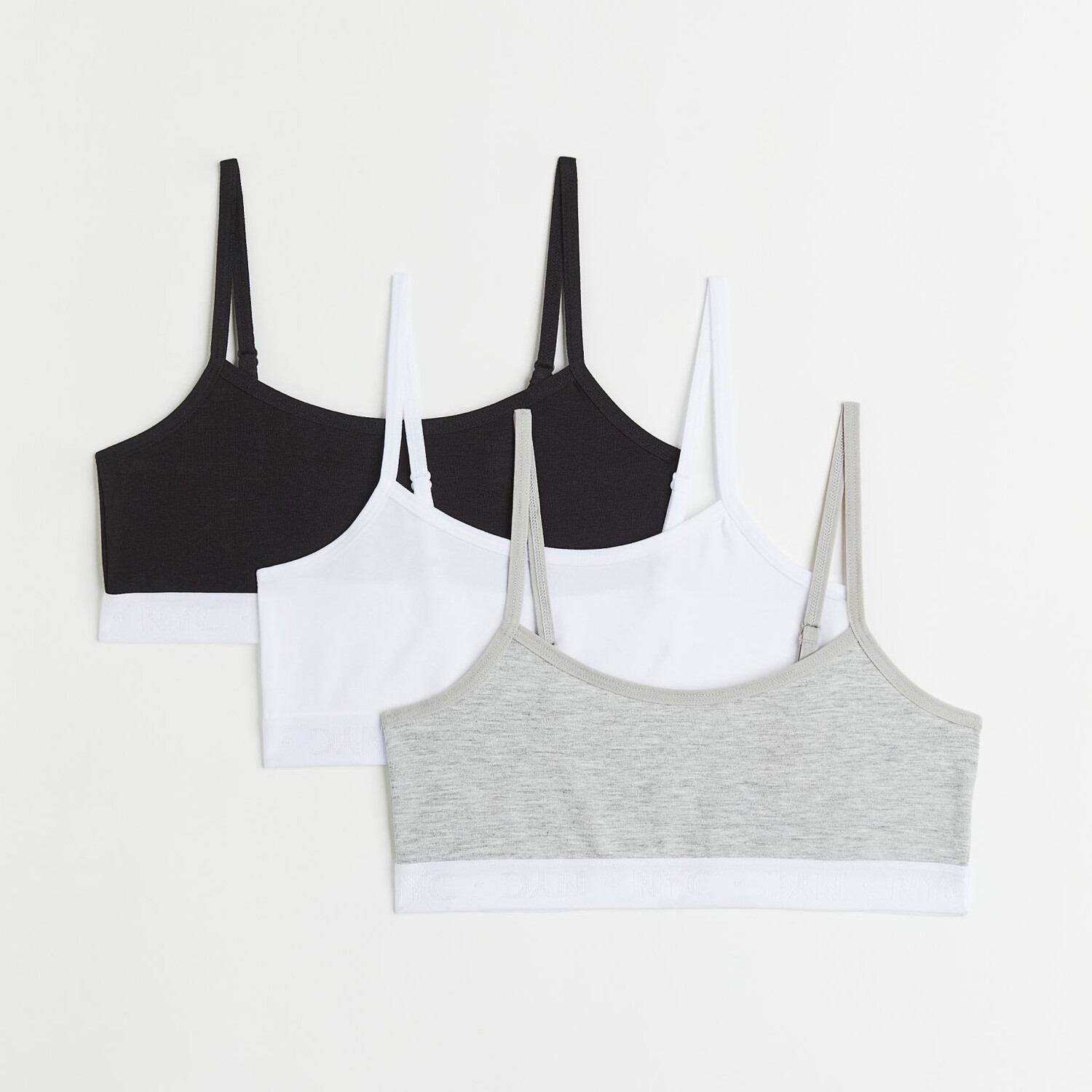 

Комплект из 3 трикотажных топов H&M NYC Solid-color, белый/мультколор