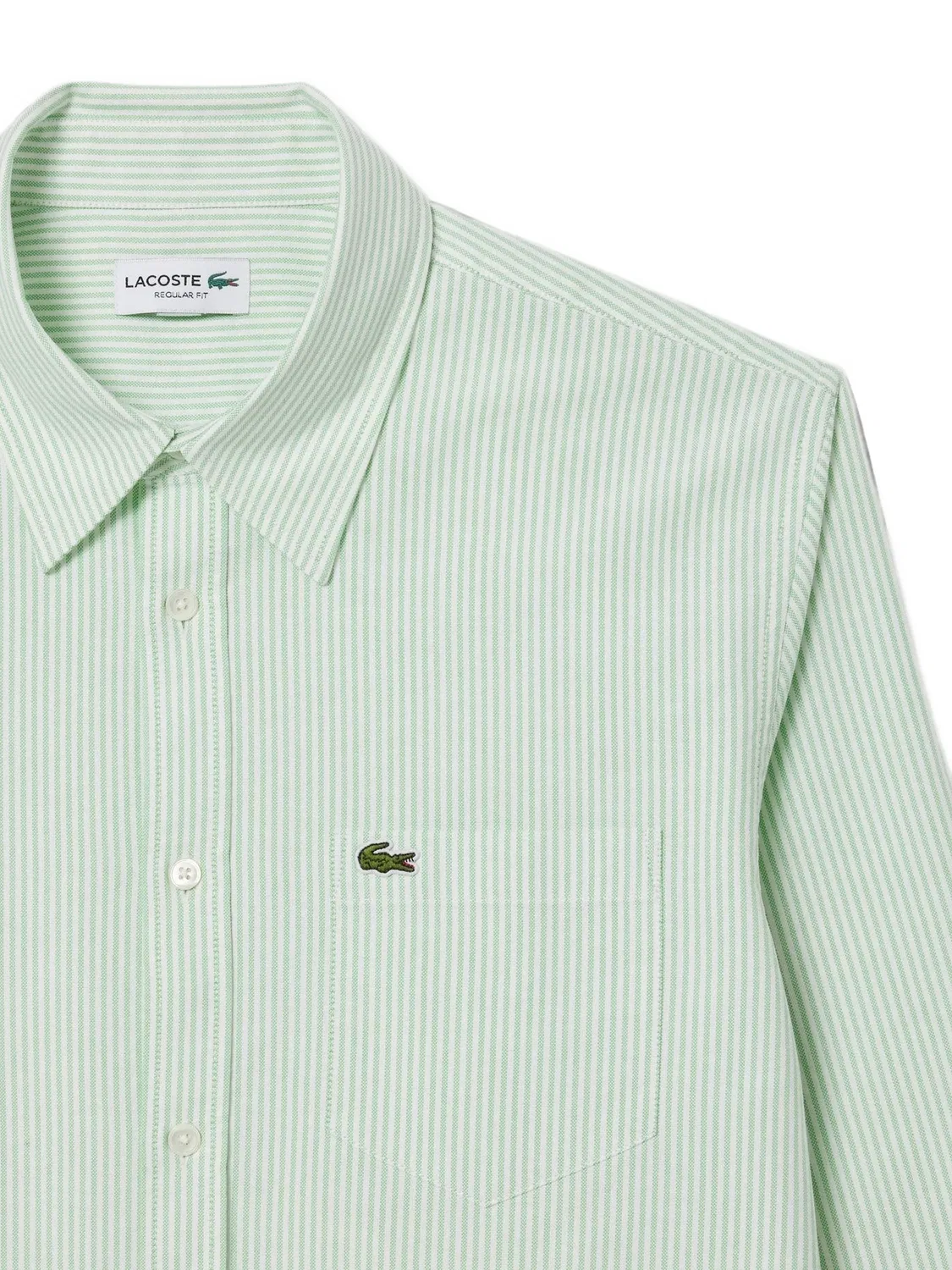 Рубашка оксфорд в полоску Lacoste, зеленый — фото 2