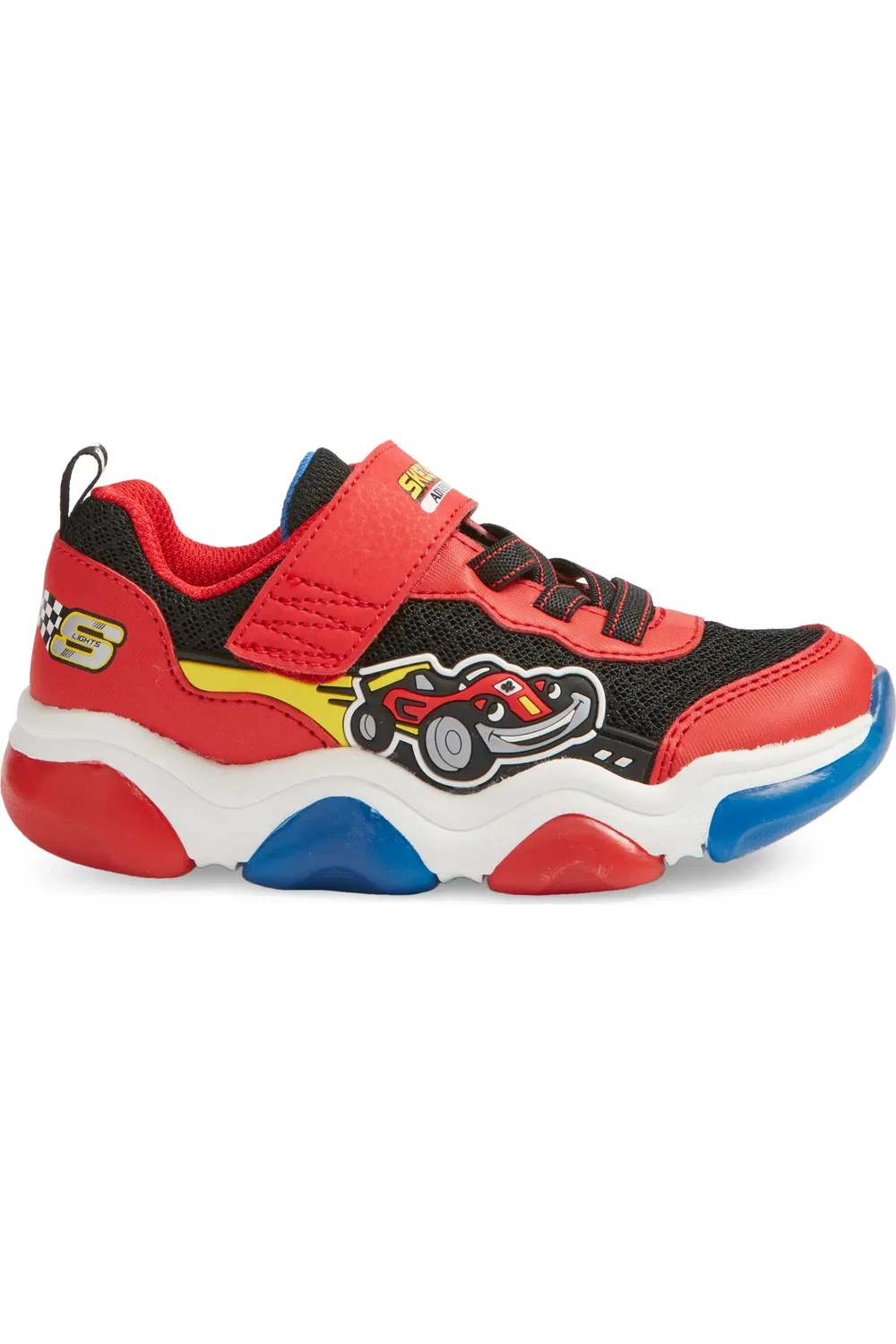 Кроссовки детские с динозаврами Mighty Glow 2.0 SKECHERS, Red Multi — фото 3