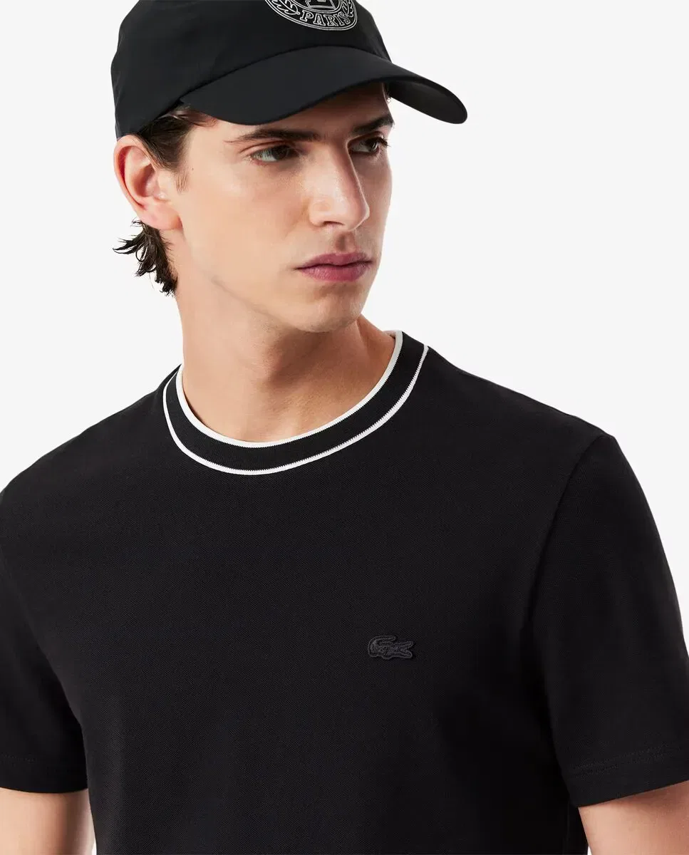 Мужская футболка из пике с воротником-поло и коротким рукавом Lacoste, Negro — фото 3