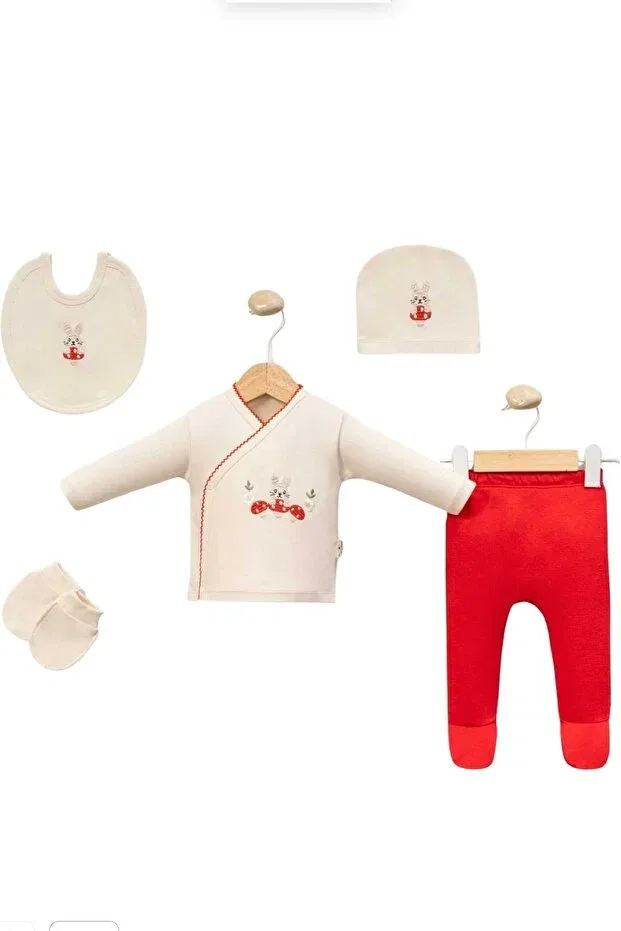 Детский комплект боди для новорожденных девочек с вышивкой Mushroom Cherub Baby, Red — фото 3