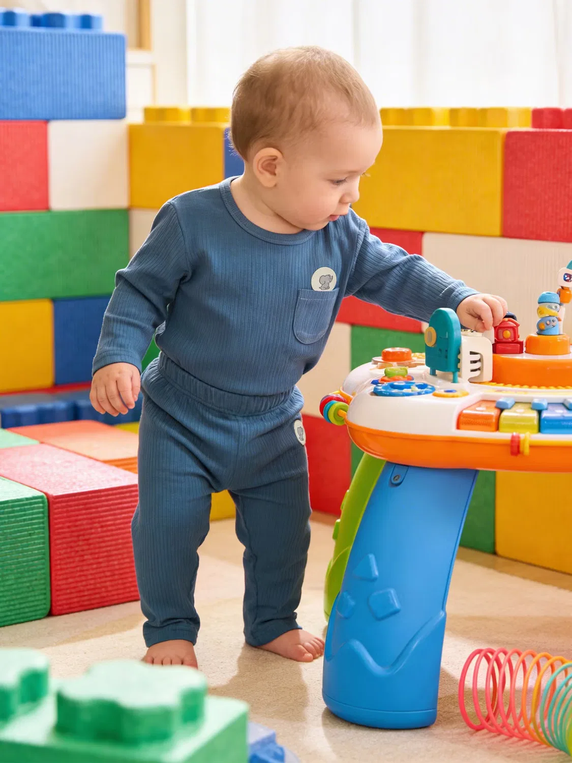 Комплект из хлопка с длинным рукавом Babies Basic, синий — фото 3