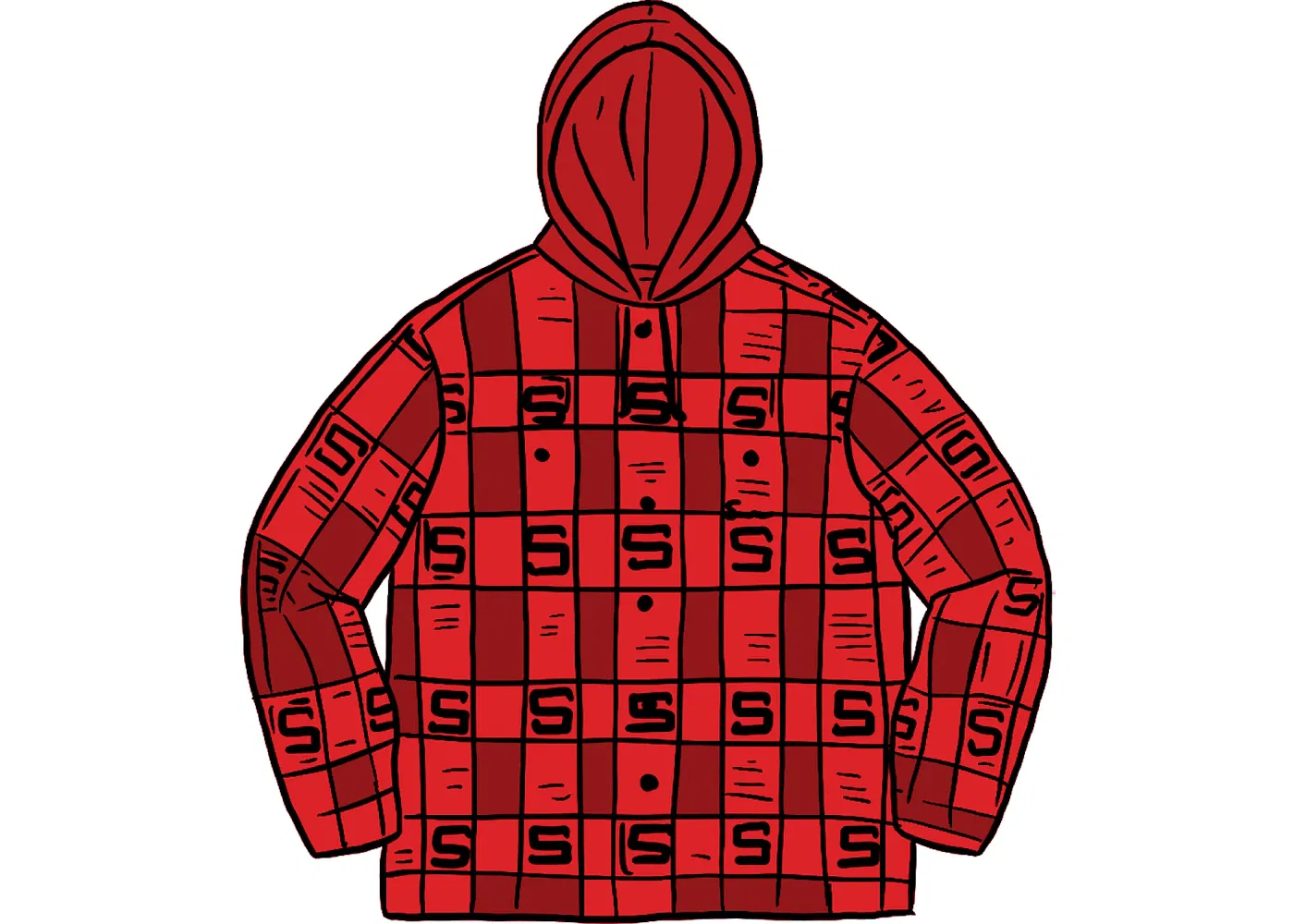 Мужская рубашка с капюшоном Shadow Plaid Supreme, Red
