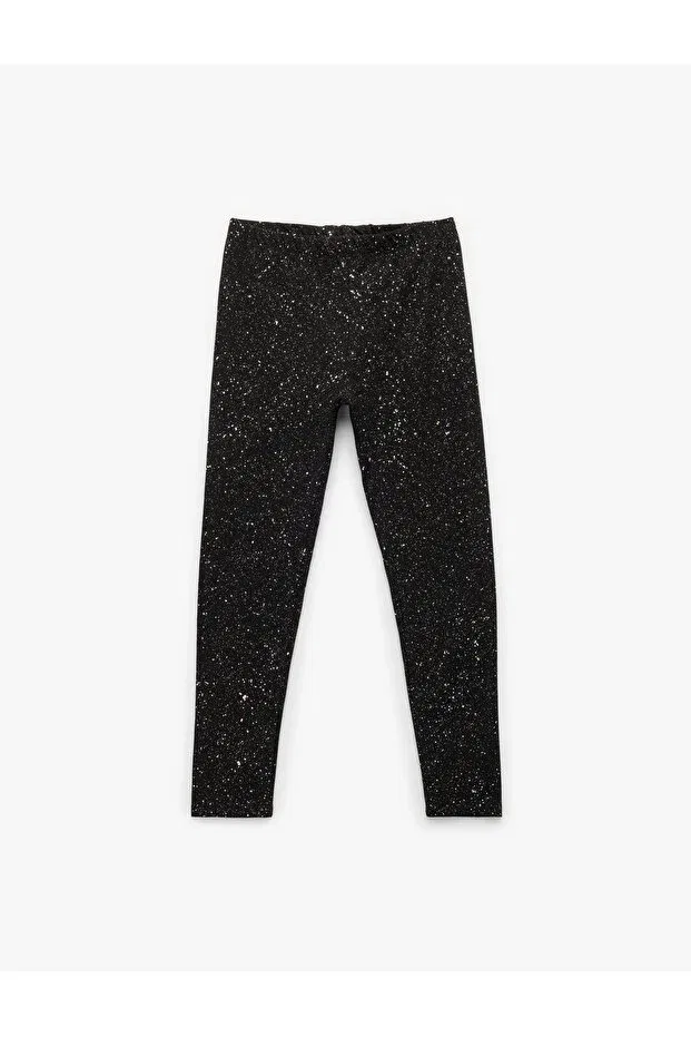 Детские леггинсы для девочек облегающие с блестками Koton, Black