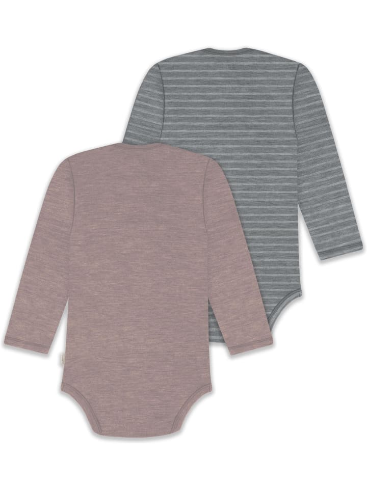 Normani Outdoor Sports Комплект из 2 детских боди с длинными рукавами из мериносовой шерсти, цвет Окленд, розовый/серый — фото 2