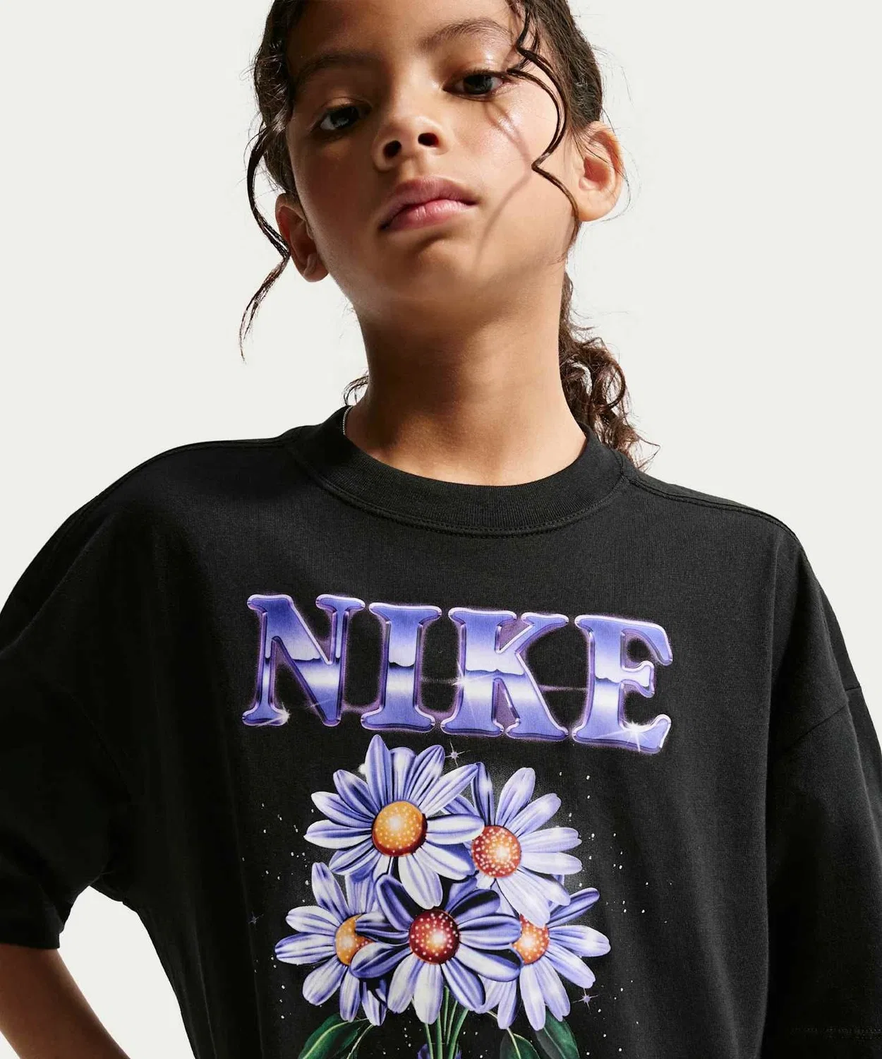 Детская футболка с принтом Oversized Nike Sportswear, Black — фото 3