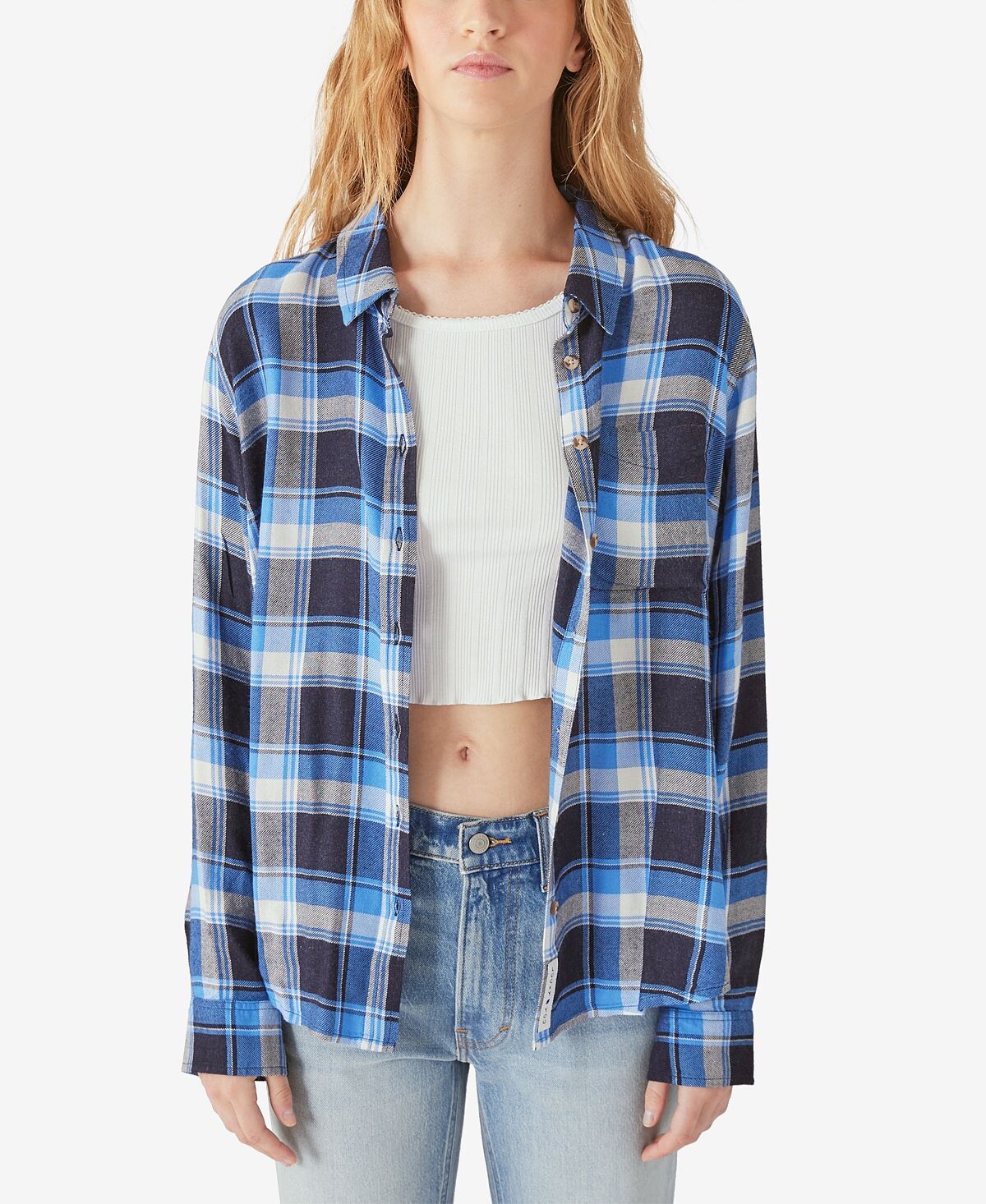 

Женская клетчатая рубашка бойфренда на пуговицах Lucky Brand, мульти