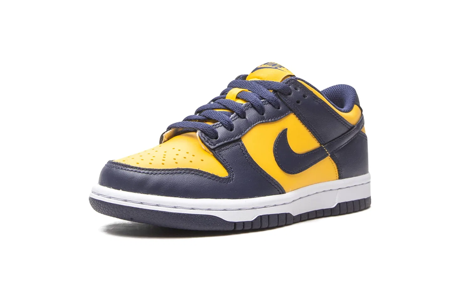 Детские кроссовки с кожаным верхом Dunk Low Gs NIKE, Varsity Maize Midnight Navy White — фото 4