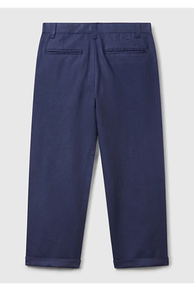 Детские брюки для мальчиков льняные United Colors Of Benetton, Navy Blue — фото 2
