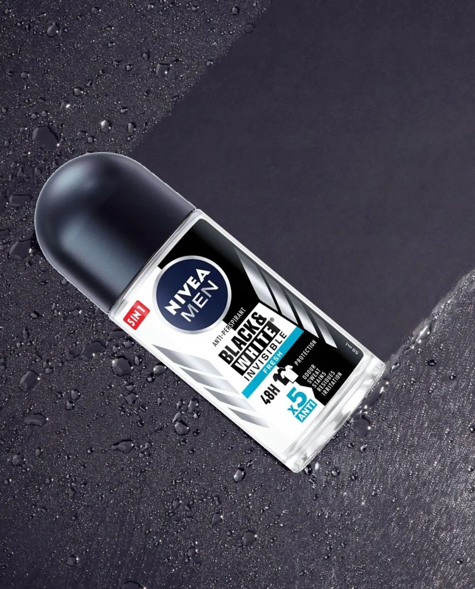 Мужской дезодорант-ролик 50 мл антибактериальный Nivea Men, Black & White Invisible Fresh + Antibakteri 48H — фото 2