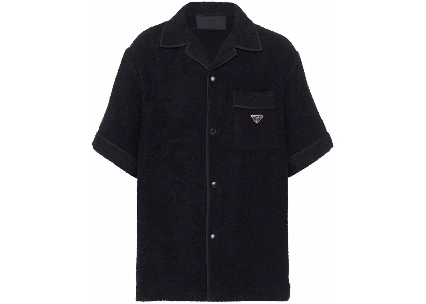 Мужская рубашка с воротником поло из махрового хлопка Prada, Black