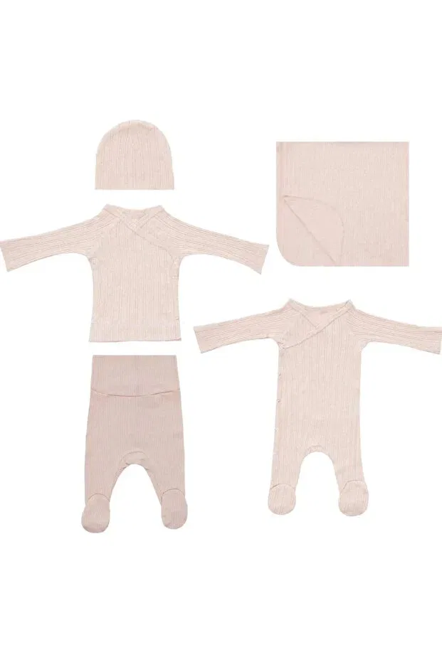 Детский комплект для новорожденных из полосатой модальной ткани Baboo, Pink